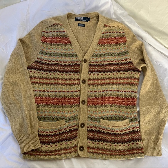 Ralph Lauren Other - Vintage Polo by Ralph Lauren Beige Fair Isle Button-Up Cardigan Men’s M